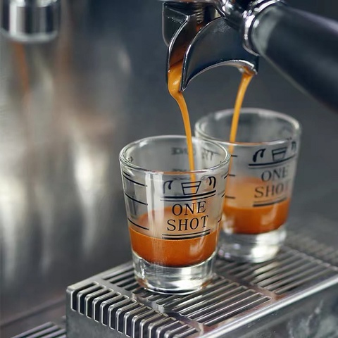 Mini taza de café expreso engrosada, calibración concentrada, doble medida, báscula de vidrio, suministros de herramientas, 30ml/45ml ► Foto 1/6