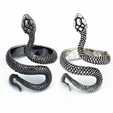 Anillo de serpiente con pintura chapada en plata para hombre y mujer, joyería Universal ajustable, Estilo Vintage europeo y americano, 2022 ► Foto 1/6