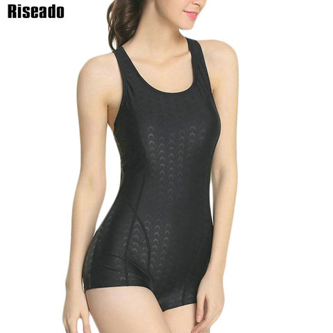 Riseado-bañador deportivo de una pieza para mujer, ropa de baño unicolor, traje de baño de entrenamiento competitivo, trajes de baño, 2022 ► Foto 1/6