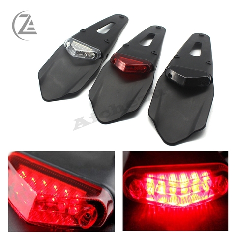 ACZ-guardabarros trasero para motocicleta, soporte para placa de matrícula con luz LED trasera de 12V, lámpara de freno Universal para Enduro, bicicleta todoterreno ► Foto 1/6