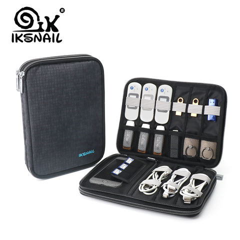 Bolsa organizadora de Cables IKSNAIL para viaje, almacenamiento de artículos para el hogar, soporte USB, gestión de cargador de auriculares, accesorios digitales para teléfono ► Foto 1/6