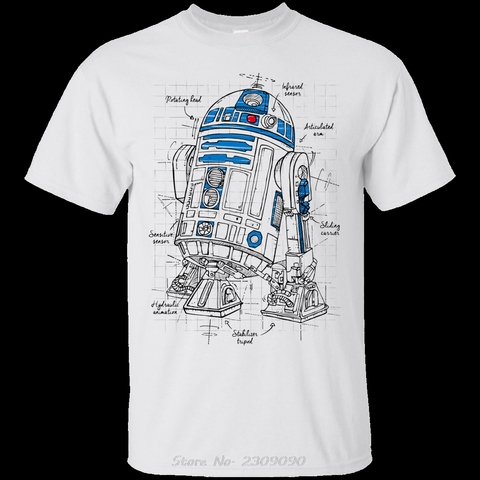 Camiseta estampada de algodón para hombre, camiseta R2D2 Plan, camisetas de manga corta con cuello redondo, camiseta divertida Harajuku ► Foto 1/2