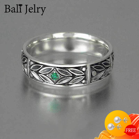 Bali Jelry Retro de plata 925 mujeres anillo de hombre bisutería con piedras preciosas esmeralda de accesorios para anillos de compromiso de boda de envío de la gota ► Foto 1/6