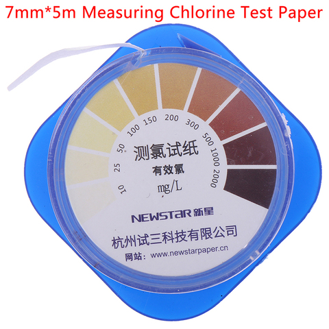 Tiras de papel para prueba de cloro, rango de 10-2000mg/lppm, tabla de colores, medición de prueba de agua ► Foto 1/6