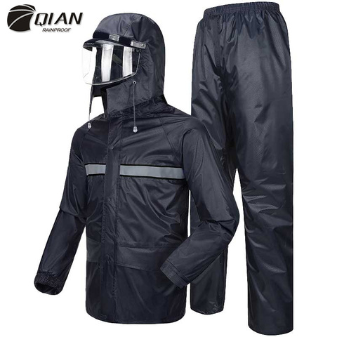 QIAN-impermeables de ciclismo para hombre y mujer, traje para motocicleta, abrigo de lluvia, pantalones, Poncho de policía, impermeable, chaqueta de lluvia, equipo de protección ► Foto 1/6