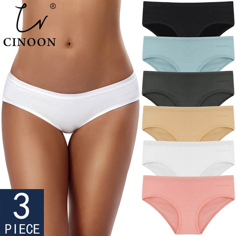 CINOON 3 unids/set de las mujeres, bragas de algodón, ropa interior de calzoncillos de colores sólidos chicas bajo Panty suave de las mujeres ropa interior Mujer ropa interior ► Foto 1/6