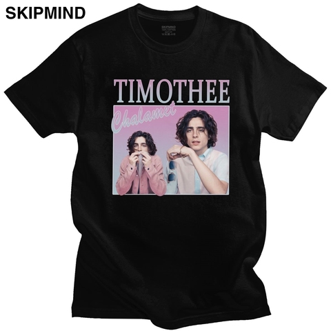 Camiseta timeshete Chalamet para hombre, camisa impresionante de algodón puro, cuello redondo, manga corta, Vintage, estética de los 90, TV, regalo ► Foto 1/6