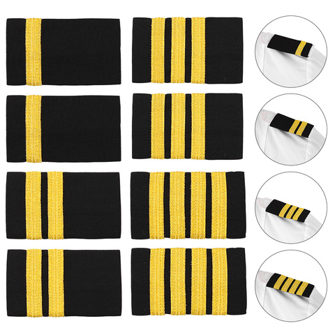 Epaulettes-camisa de piloto profesional tradicional, uniformes con insignias del hombro a rayas doradas, manualidades para ropa, decoración, 1 par ► Foto 1/6