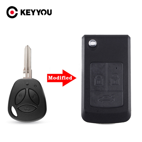 KEYYOU-funda de repuesto para llave de coche, 3 botones, modificada, plegable, mando a distancia, carcasa para LADA ► Foto 1/6