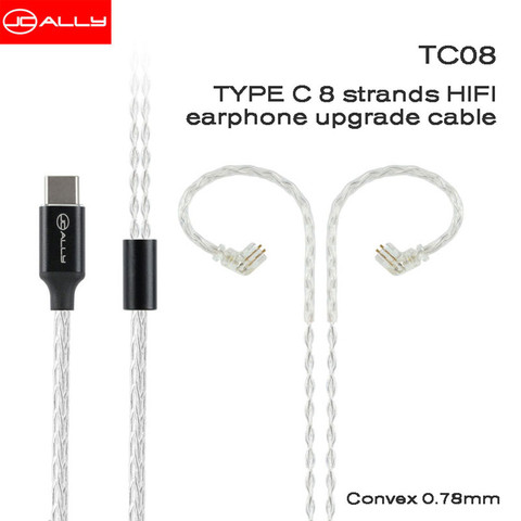 JCALLY TC08-Cable de actualización para auriculares, TYPE-C Chapado en plata, con micrófono MMCX, 2 pines, 0,75/0,78, Pin QDC para KZ CCA ASX ZSX ZSN PRO X AS16 ► Foto 1/6