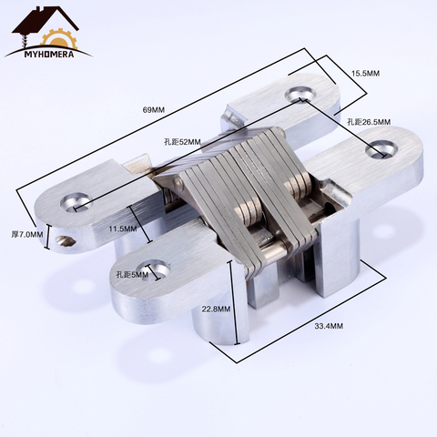 Myhomera-bisagras ocultos de acero inoxidable, 20kg, 16x70mm, Cruz integrada, carga pesada, bisagra plegable para puerta, herrajes para muebles ► Foto 1/6