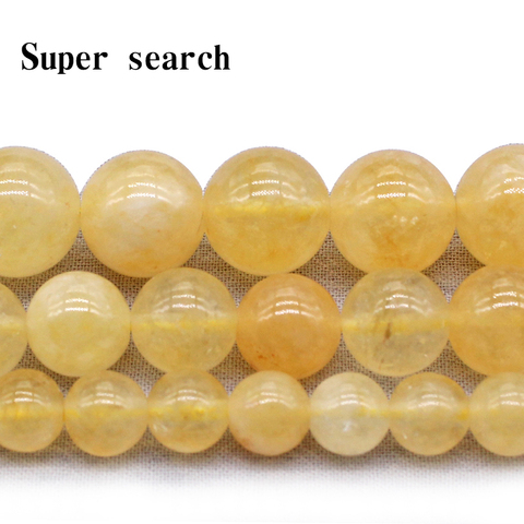 Citrinos naturales cuentas redondas de piedra para la fabricación de la joyería DIY, collar, pulsera, 6mm-10mm perlas de cristal 15 