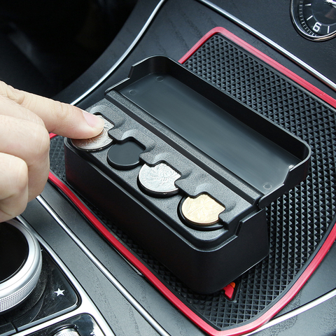 Caja de almacenamiento de monedas de coche accesorios interiores bolsillo telescópico salpicadero monedas estuche organizador de coche contenedor de plástico ► Foto 1/6