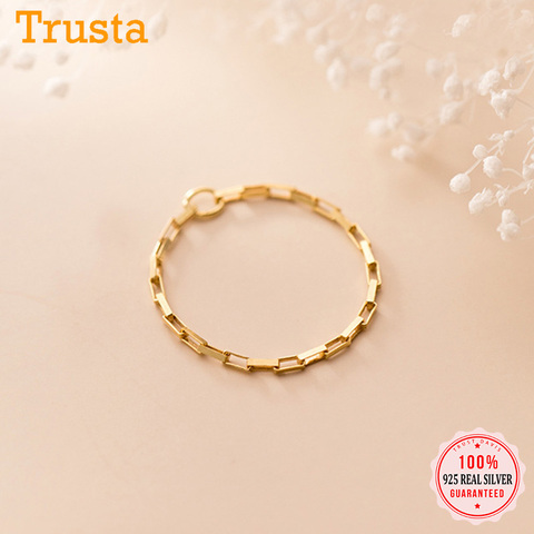 Trustdavis-Plata de Ley 925 auténtica cadena de oro minimalista para mujer, 7 anillos, para fiesta de boda, joyería fina S925 DS1166 ► Foto 1/6