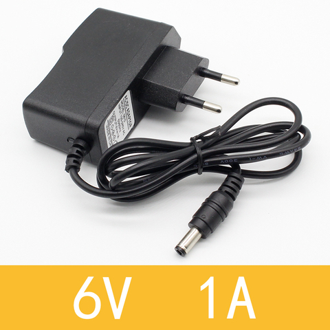 Adaptador convertidor de CA de 100V-240V, 6V, 1A, 1000Ma, enchufe europeo, CC de 5,5mm x 2,1mm, 1 Uds. ► Foto 1/3