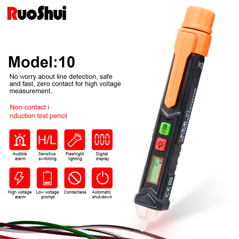 RuoShui-Detector de voltaje CA sin contacto, medidor con pantalla LCD, alarma de sensibilidad NCV, circuito eléctrico, buscador de interruptor, probador de lápiz, 10 Uds. ► Foto 1/6