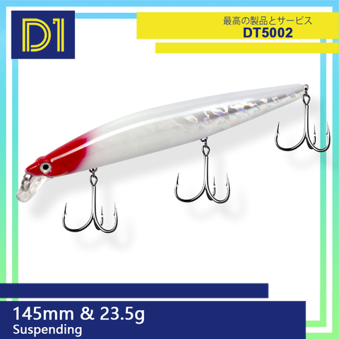 D1-Señuelo de pesca con forma de pececillo, cebo artificial Black Minnow para agua salada, luminoso, suspendido, lubina, 145 mm, 23.5 g, Japón ► Foto 1/6