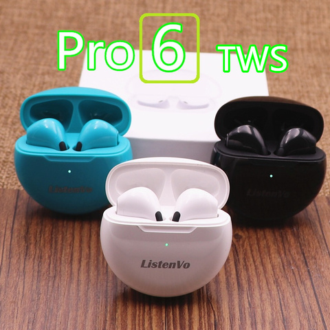 Auriculares TWS Air Pro 6, inalámbricos por Bluetooth, con micrófono, deportivos, para correr, para Apple, iPhone, Xiaomi y Huawei ► Foto 1/6