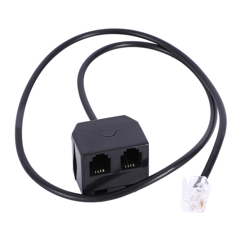 Cable divisor de adaptador duradero RJ9, Cable de extensión Dual 2 hembra a 1 macho 4P4C, Cable de extensión negro para Dropshipping al por mayor ► Foto 1/6