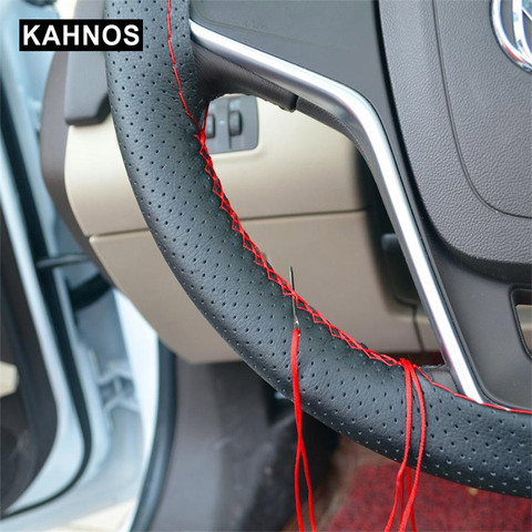 Funda de cuero para volante Universal Diy de 4 colores con agujas e hilo de cuero Artificial cubierta de dirección para Suite Couvre ► Foto 1/6