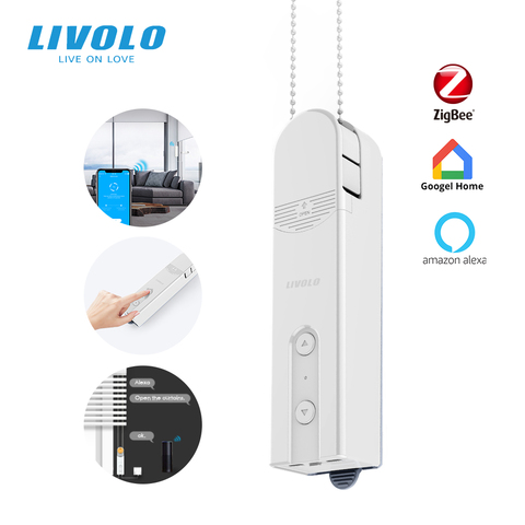 LIVOLO-persiana enrollable motorizada para cortinas, dispositivo de Control inalámbrico por aplicación, con Panel Solar de alimentación, ZIgbee ► Foto 1/6