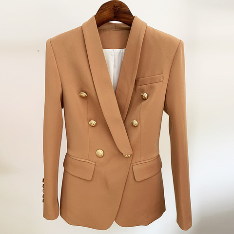 Chaqueta de diseñador más nuevo de HIGH STREET para mujer, chaqueta ajustada con doble botonadura de Metal, botones de León, chal con cuello, 2022 ► Foto 1/6