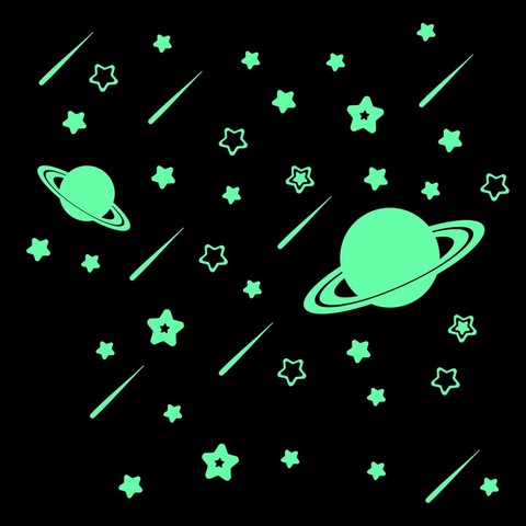 Pegatinas fluorescentes de estrellas de meteorito que brillan en la oscuridad para pared, pegatinas luminosas de astronomía de dibujos animados para decoración de techo de habitaciones de niños ► Foto 1/6