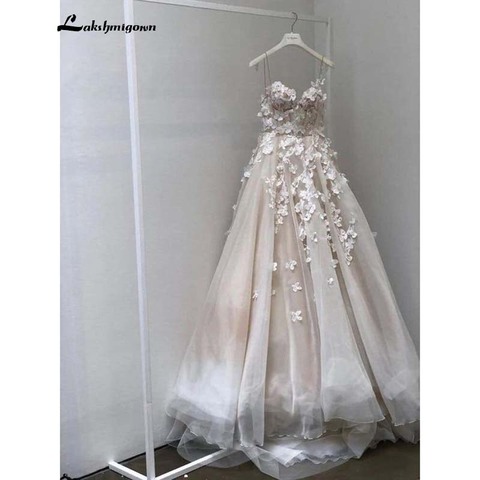 Vestidos de novia Vintage con flores, vestidos de novia sexis de corte en A con flores ► Foto 1/5