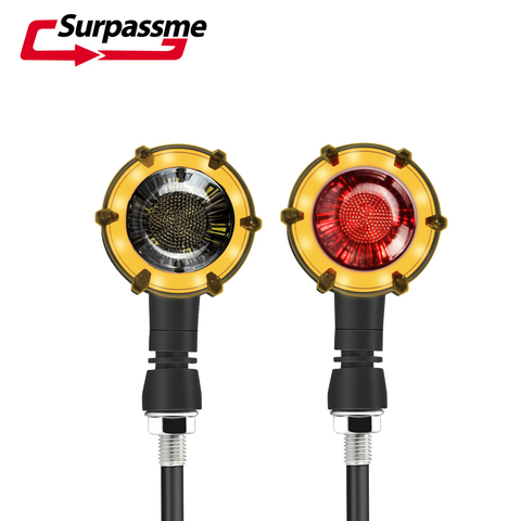 Par Universal motocicleta LED Luz de señal de giro impermeable luz intermitente de alerta luces de señal de la lámpara de carreras Scooter ATV Accesorios ► Foto 1/6