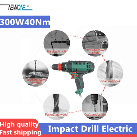 Herramienta eléctrica de 300W con cable taladro de impacto taladro eléctrico/destornillador taladro de energía con Portabrocas de liberación rápida de 10mm, par máximo de 40 nm ► Foto 1/6