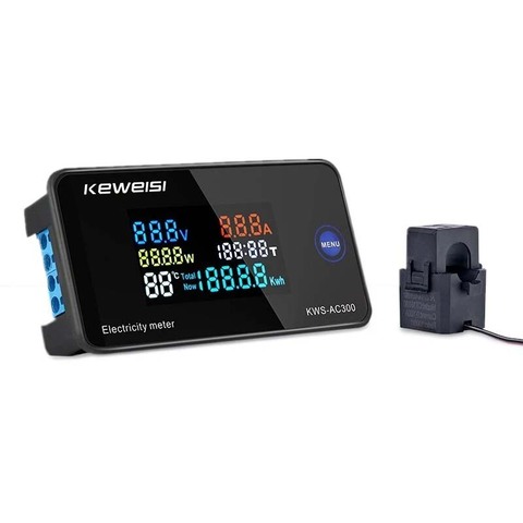 KEWEISI AC 50 ~ 300V 10A/100A Metro eléctrico Digital amperímetro del voltímetro con CT corriente Tensión de medición de temperatura ► Foto 1/6