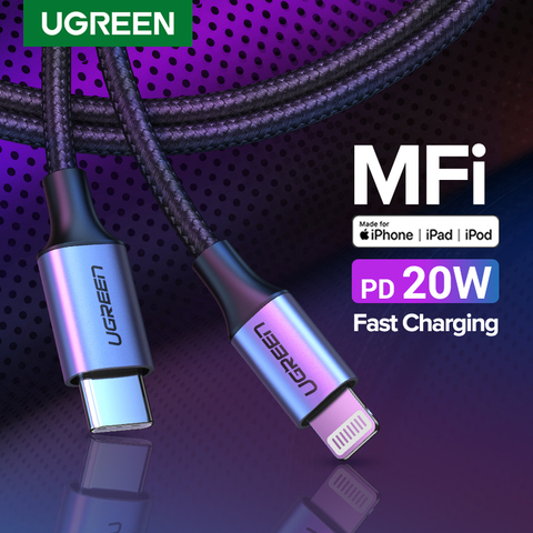 UGREEN MFi USB tipo C A Lightning Cable para iPhone 12 Mini Pro Max 8 de 18W 20W USB C Cable de carga de datos para el Macbook Pro ► Foto 1/6