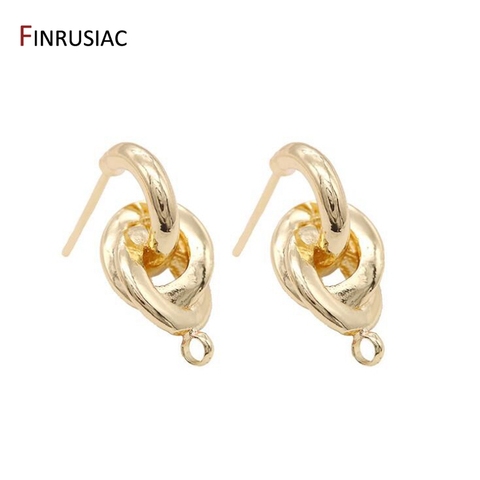 Pendientes de poste de nudo torcido para mujer y niña, anillos redondos dorados para oreja, geométricos, circulares, con estilo, joyería 2022 ► Foto 1/6