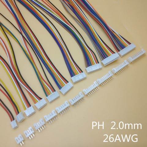 Mini Conector Micro JST 2,0 PH hembra macho, 2/3/4/5/6/7/8/9/10 Pines, con Cables de terminales, 200MM, 26AWG, 10 juegos, PH2.0 ► Foto 1/6