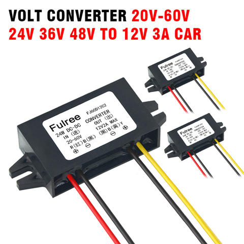 Convertidor de DC-DC a prueba de agua, reductor de voltaje, DC 20V-60V 24V 36V 48V a 12V 3A 12V 2A 12V 1A ► Foto 1/6