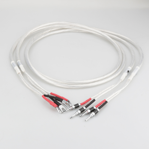 Cable de altavoz chapado en plata de alta calidad, Conector de altavoz HIFI de alta gama 4N OFC para sistemas HI-FI Y enchufe de Banana, 1 par, 2022 ► Foto 1/6