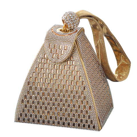 Bolso de mano de noche triangular, forma bonita, diamantes de imitación ► Foto 1/6