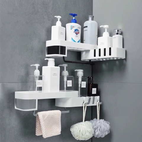 Estante organizador de esquina para baño, estante de almacenamiento de cosméticos para champú, estante de cocina montado en la pared, artículos para el hogar, accesorios para el baño ► Foto 1/6