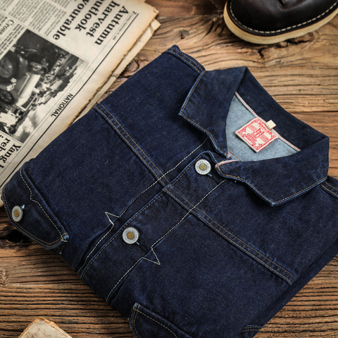 Mbbcar Slim sastrería nuevo diseño americano retro vintage pesada línea roja Denim denim chaqueta ► Foto 1/5