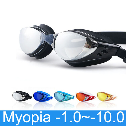 Gafas de natación para miopía para adultos y niños, gafas de buceo con prescripción de-1,0 ~-10, impermeables, antiniebla, dioptrías de silicona ► Foto 1/6