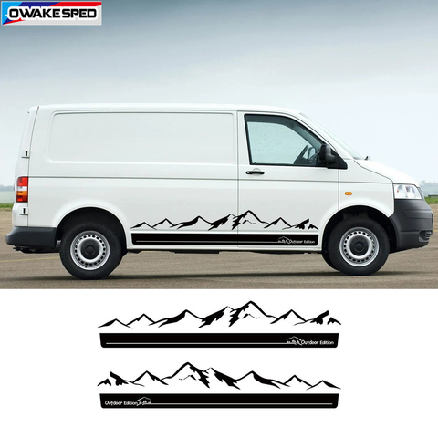 Pegatina de montaña de ambos lados para VW Transporter Multivan T4 T5 T6 edición al aire libre rayas Car Styling Bus puerta, calcomanías de carrocería ► Foto 1/6