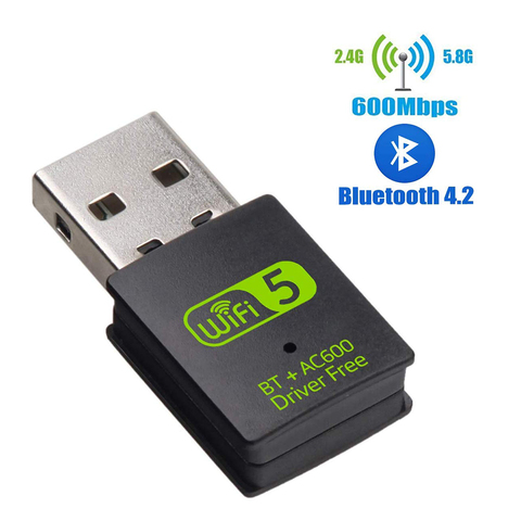 Adaptador WiFi USB Bluetooth de 600Mbps, receptor externo inalámbrico de doble banda de 2,4/5Ghz, Mini Dongle WiFi para PC, portátil y Escritorio ► Foto 1/6