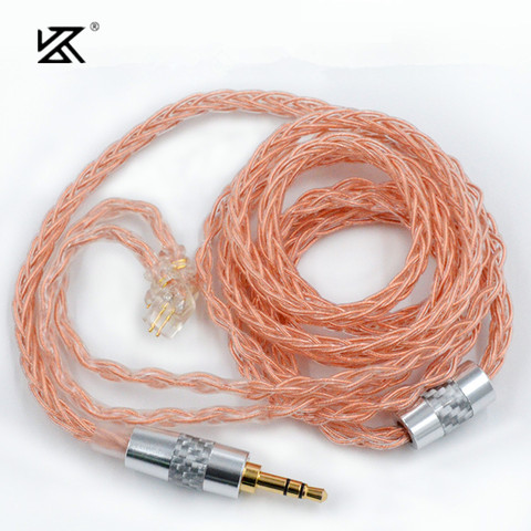 KZ-Cable de actualización de cobre sin oxígeno, 8 núcleos, 2 pines, 3,5mm, enchufe para KZ ZAX ASX ZS10 pro ZSN pro DQ6 CCA CA16 CS16 C12 TRN VX V90S ► Foto 1/6