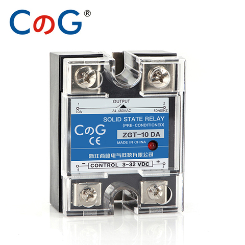 Disipador de calor monofásico CG ZGT-40DA, 10A, 25A, 40A, CC a CA SSR, 24-480VAC, relé de entrada 3-32VDC con cubierta de plástico, relé de estado sólido ► Foto 1/4