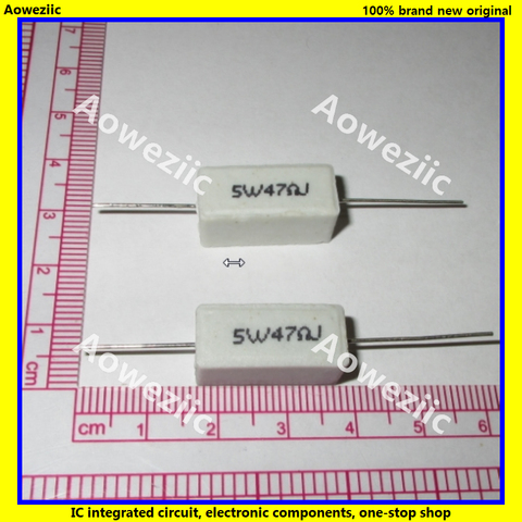 Resistencia de cemento Horizontal RX27, 5W, 47 ohm, 47R, 47RJ, 5W47RJ, cerámica, precisión, 5%, resistencia de potencia, 10 Uds. ► Foto 1/1