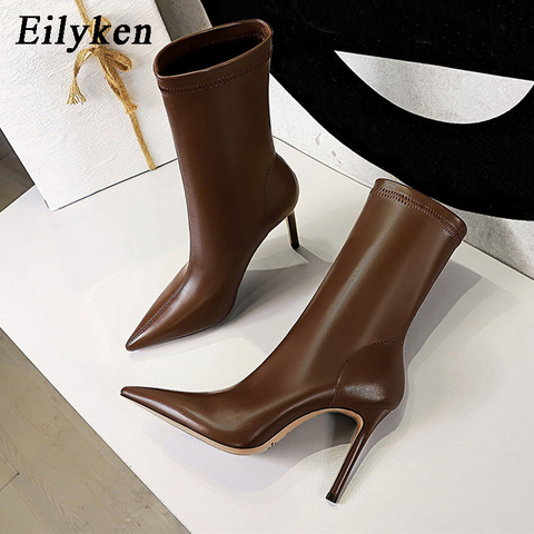 Eilyken-Botas de piel sintética suave para mujer, zapatos de tacón de punta estrecha, para fiesta, talla 34-40, para Primavera, 2022 ► Foto 1/6