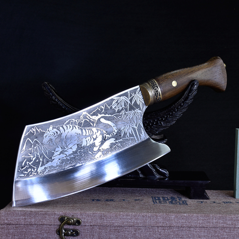 Cuchillo de cocina de acero inoxidable forjado, cuchillo chino de carnicero hecho a mano, 7CR17, Santoku ► Foto 1/6