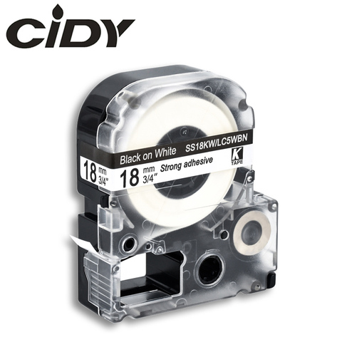 CIDY 18MM negro sobre blanco SS18KW/LC-5WBN LC 5WBN LC-5WBN9 etiqueta cinta para kingjim/epson para LW300 LW400 LW-600P LW-700P ► Foto 1/6