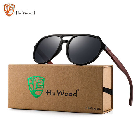 Hu Wood-gafas de sol cuadradas Estilo Vintage para hombre y mujer, anteojos de sol unisex con diseño de marca, de madera de bambú, con revestimiento a la moda, con UV400 ► Foto 1/6