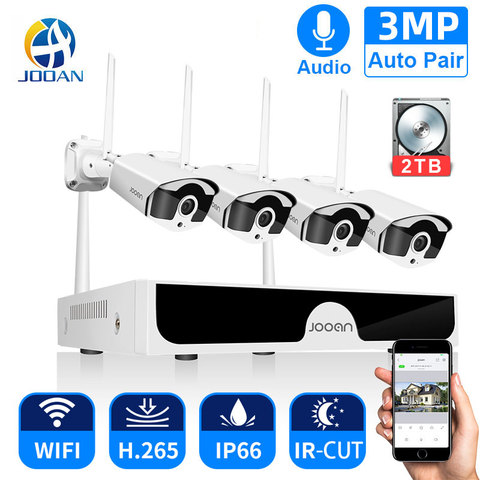 Jooan-Sistema inalámbrico de seguridad CCTV 8CH NVW 3 mp, sistema de grabación de audio, para exteriores, P2P, Wifi, IP, cámara de seguridad, kit de videovigilangia, 4 u 8 unidades ► Foto 1/6